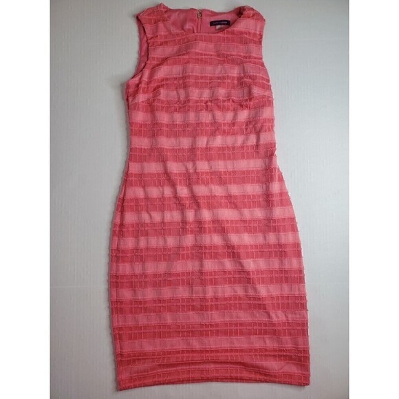 Tommy HILFIGER Womens Pink Striped Sleeveless Crew Neck Short Shift Dress 4 - Picture 1 of 5